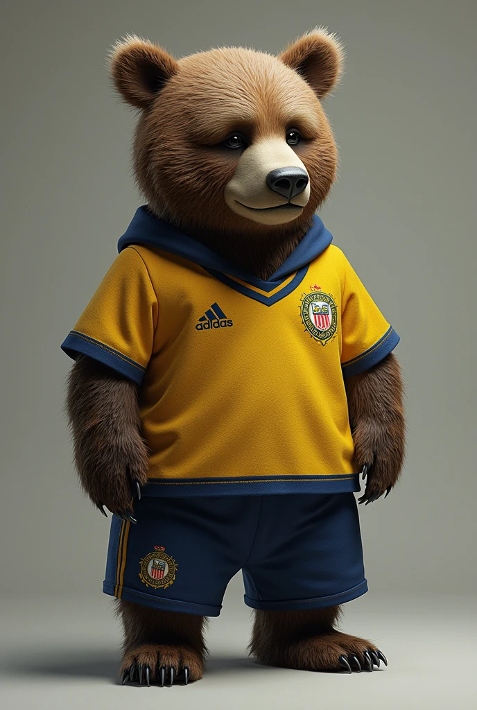 The bear is wearing a Fenerbahce jersey, sad