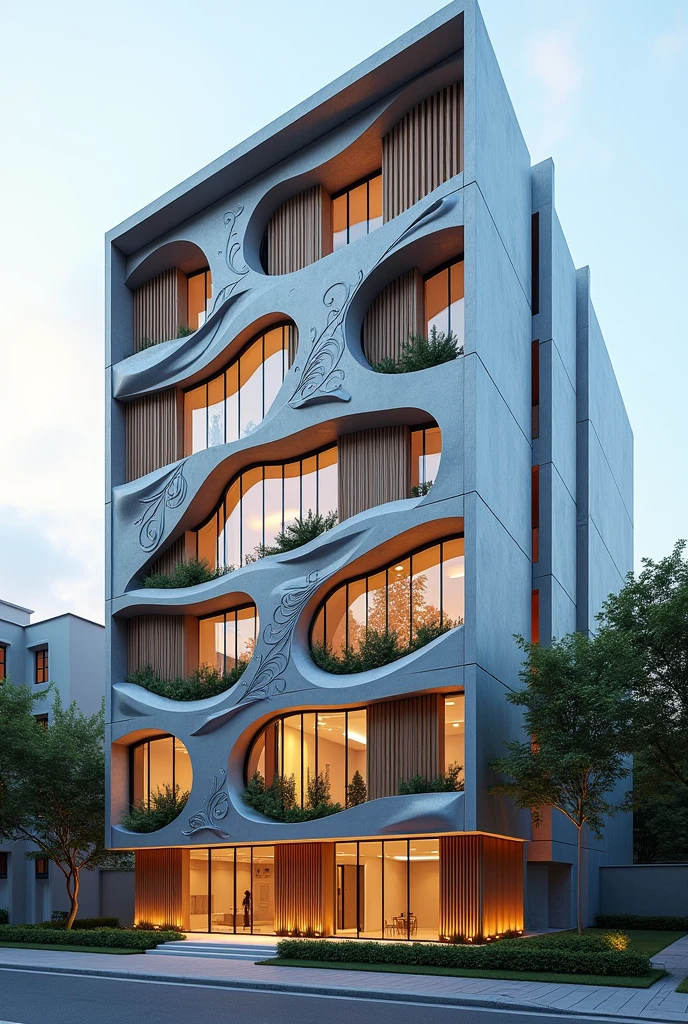 Administrative building, two floors , contemporary style and art nouveau style