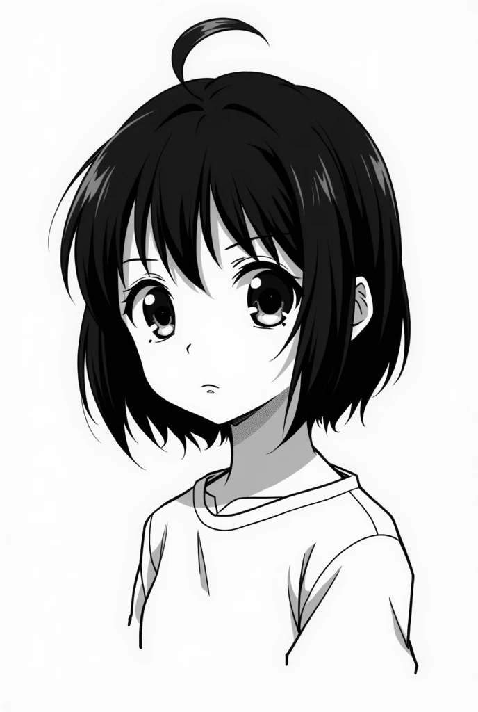 black and white anime style girl female short hair