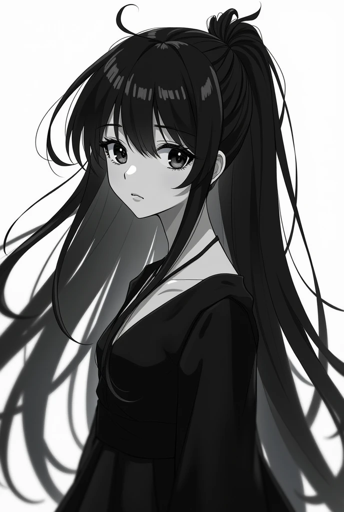 black and white anime style girl female