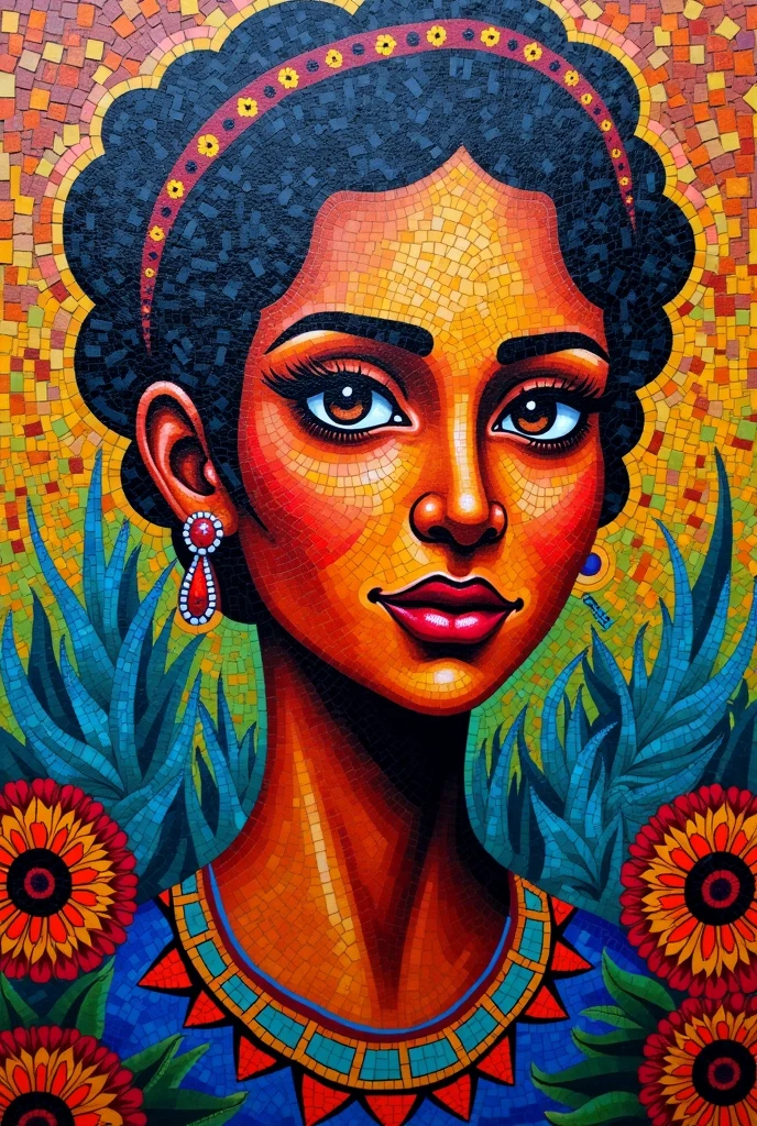Make an illustration of a mosaic using a painting by Fernando Yordt, Salvadoran artist