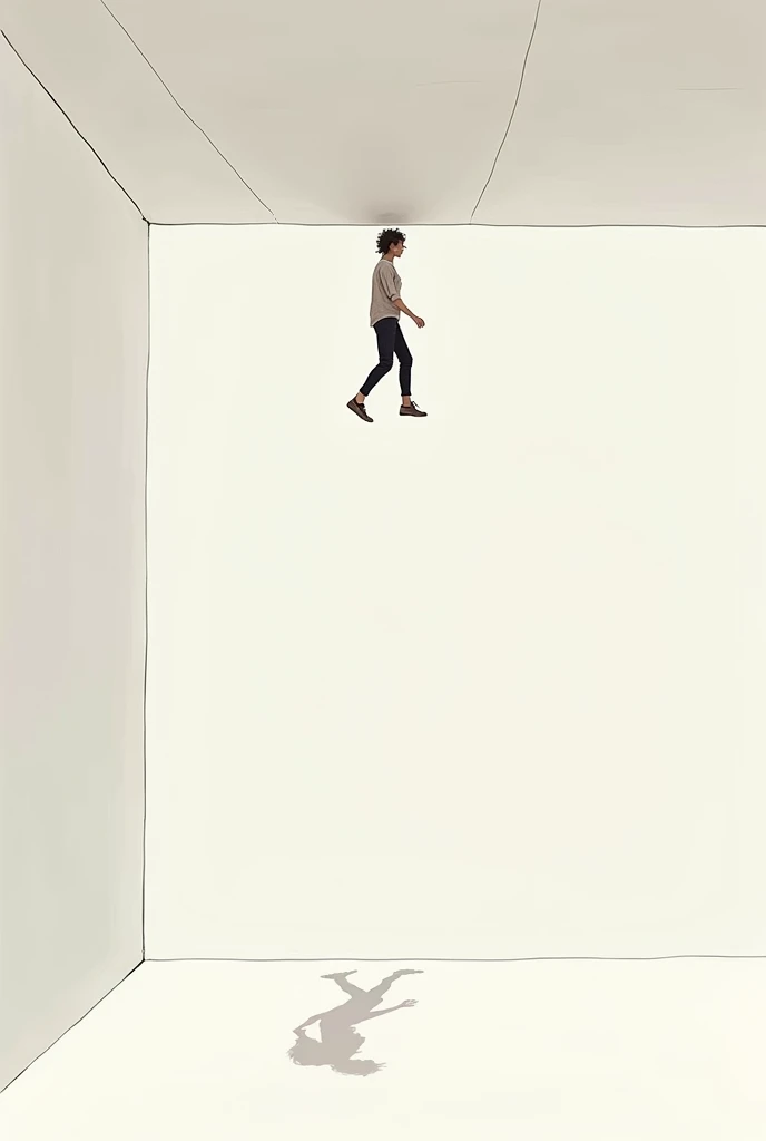 A person walking on the ceiling in 2D
