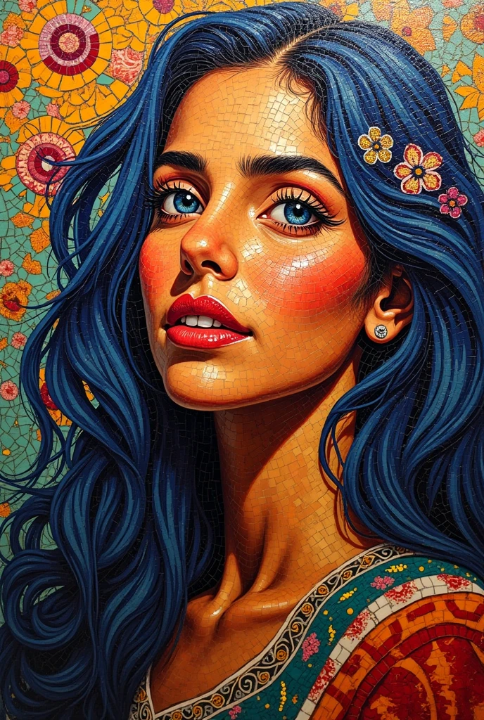 Make an illustration of a mosaic using a painting by Fernando Llordt, Salvadoran artist