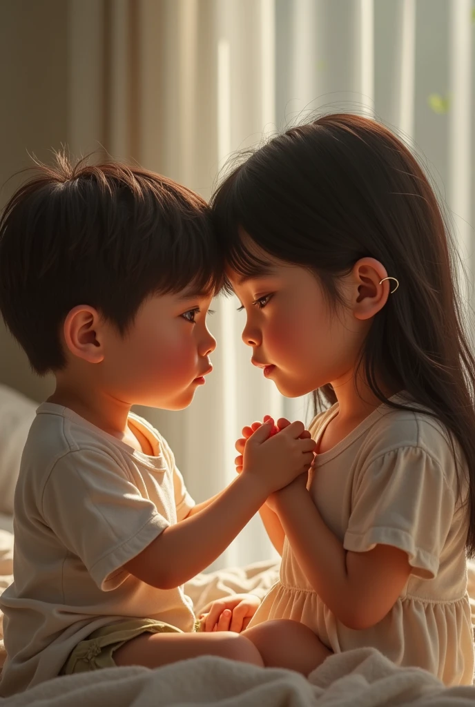 A boy with a girl in his state the boy with hearing aid and the girl too
