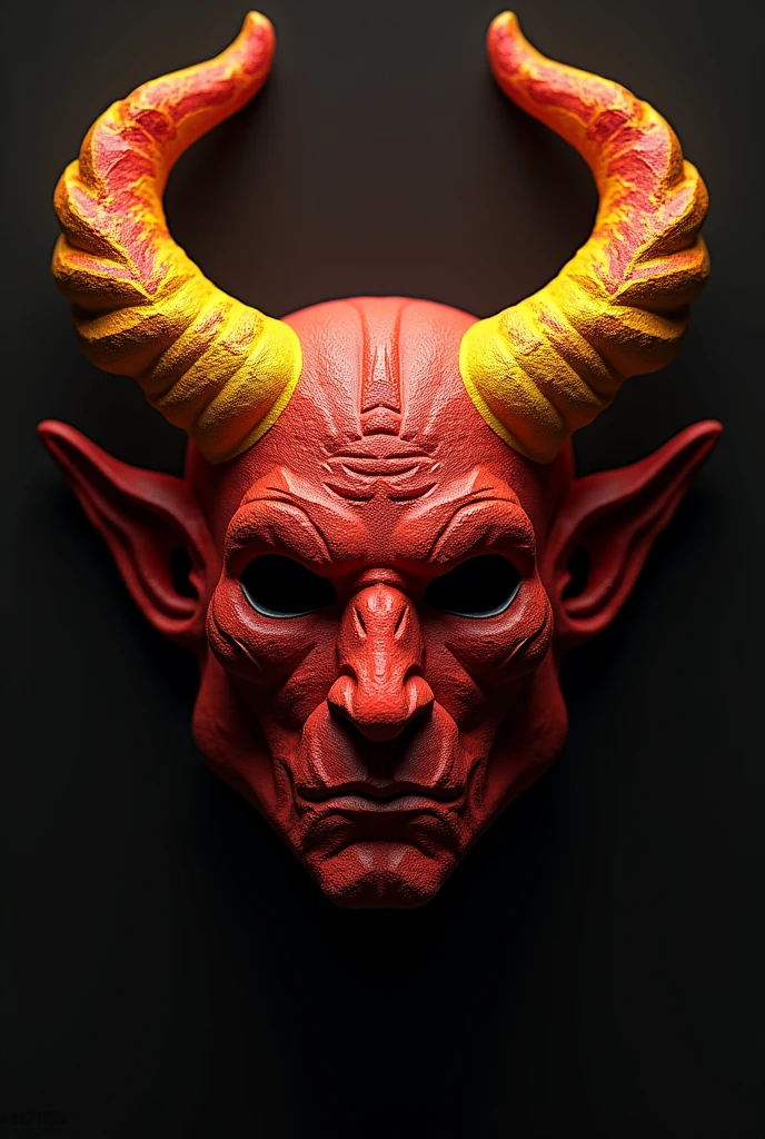 A red and yellow horned mask