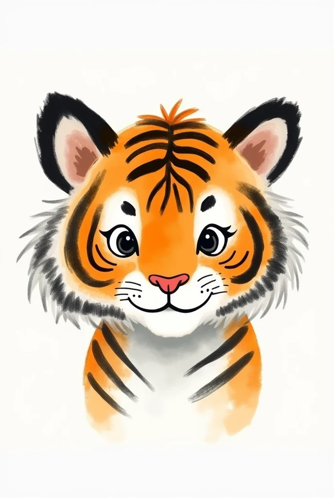 baby tiger with watercolor for nursery wall art