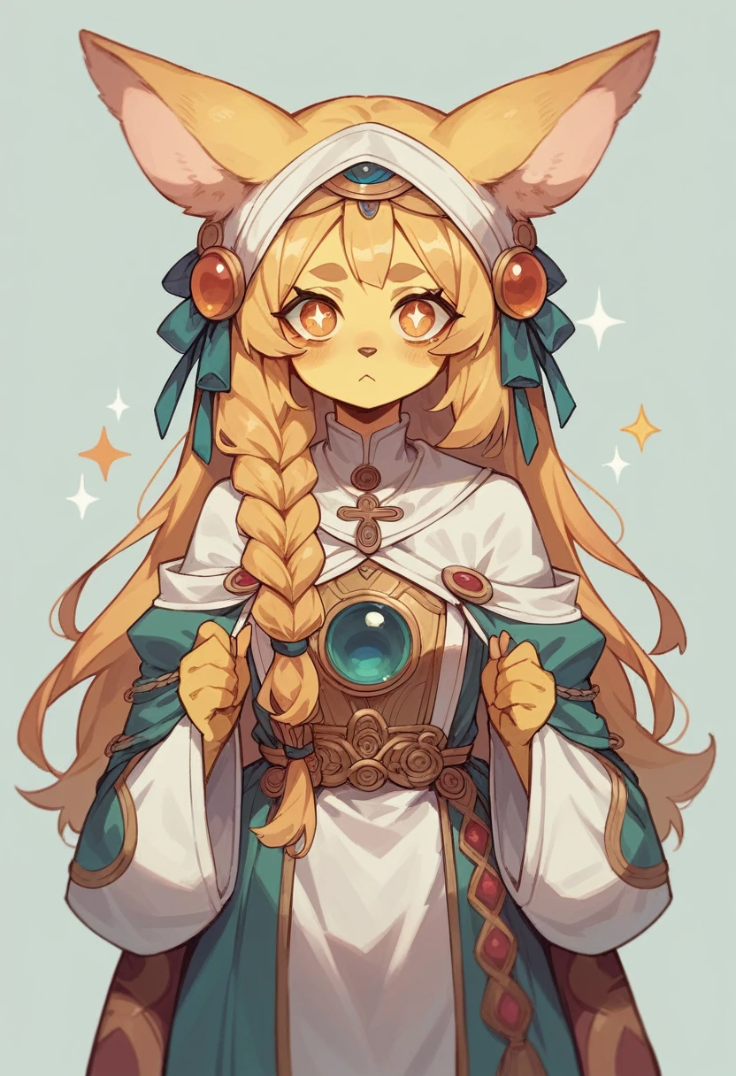 Mayumi, (rot_pupils), yellow_body hair, boku_Braid, animal_ears, work of art, best qualityer, ultra detali, standing alone, 1 girl