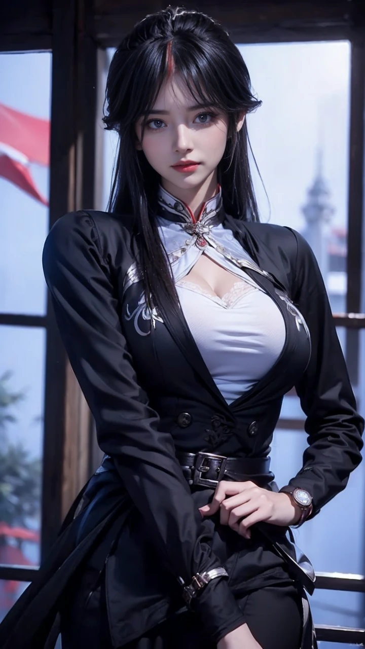 nipple, You can tell from the white shirt (((masterpiece, best quality)), No panties, 1 girl, (Realistic: 1.4), alone, White background, black hair, long hair, absolute area, skirt, ((whole body)),
