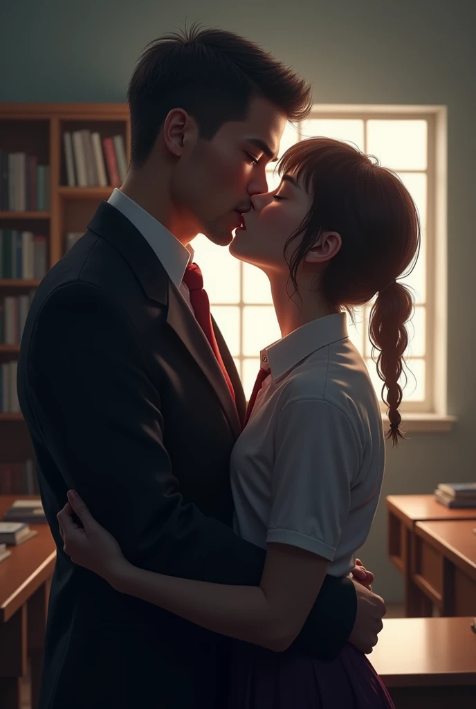 teacher kiss in the lips young student