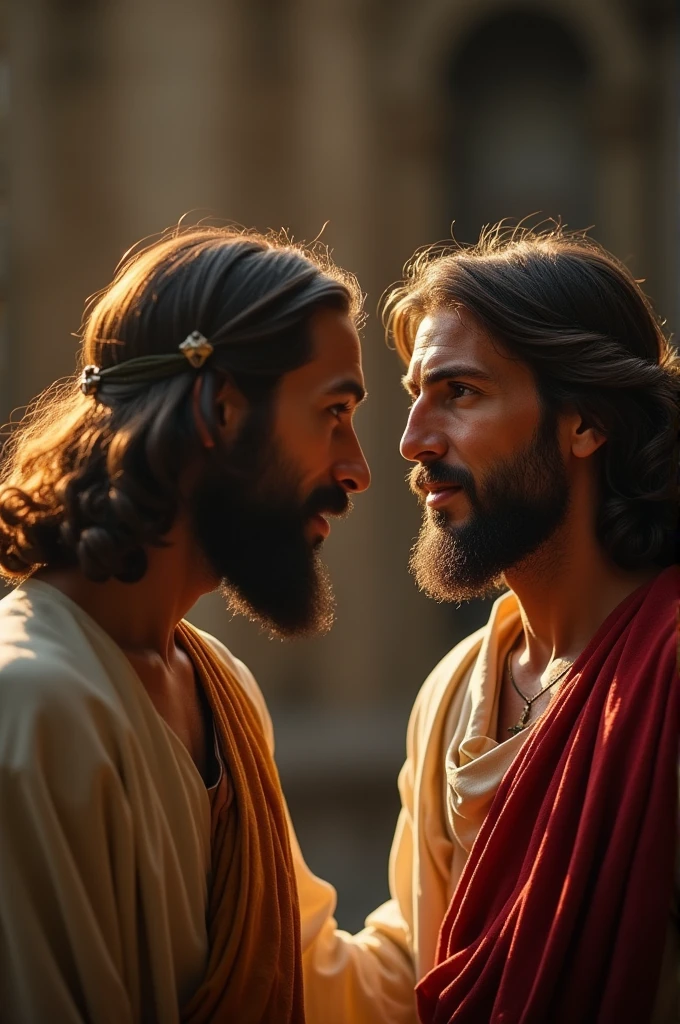 ((best quality)), ((masterpiece)), (detailed), perfect face
Jesus, facing Bartimaeus, Immediately, Bartimaeus opens his eyes and regains his sight, looking at Jesus for the first time, with an expression of surprise and gratitude."