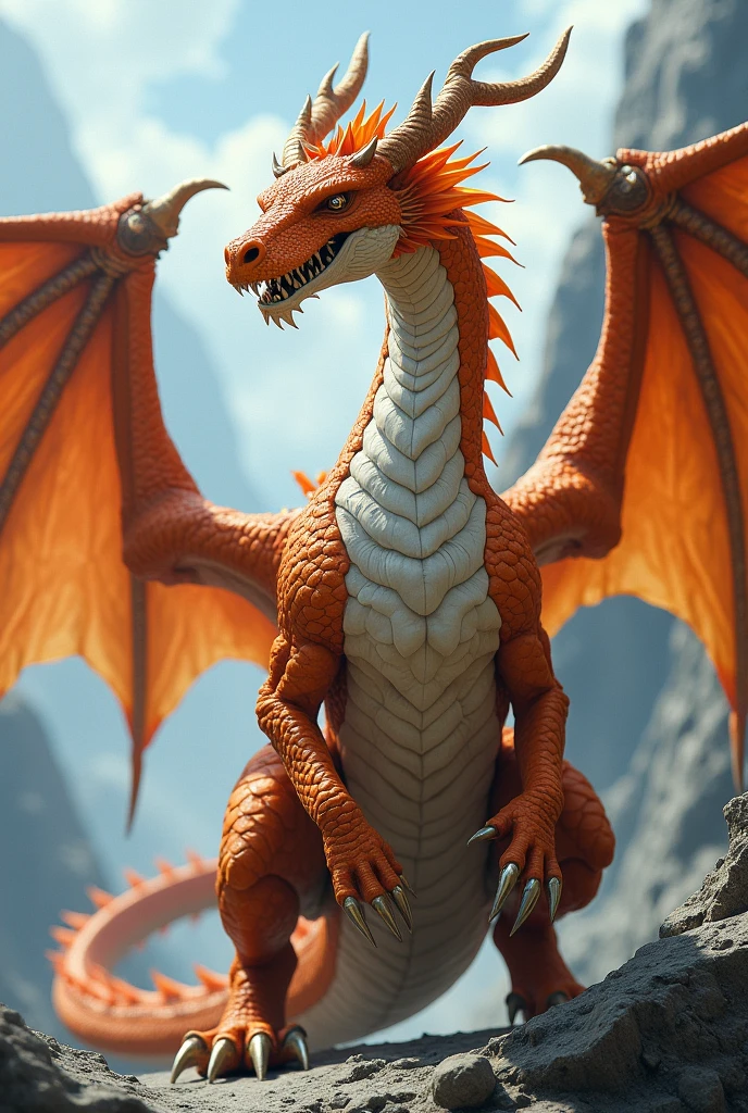 An orange and white dragon
