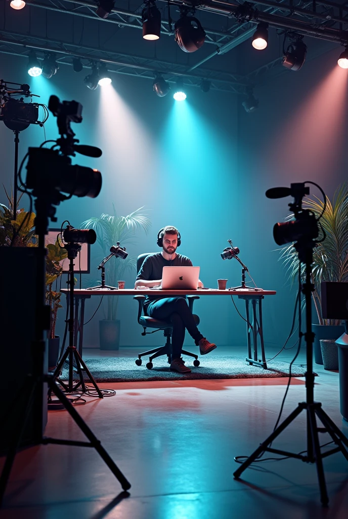 An organized podcast with many cameras angles without human