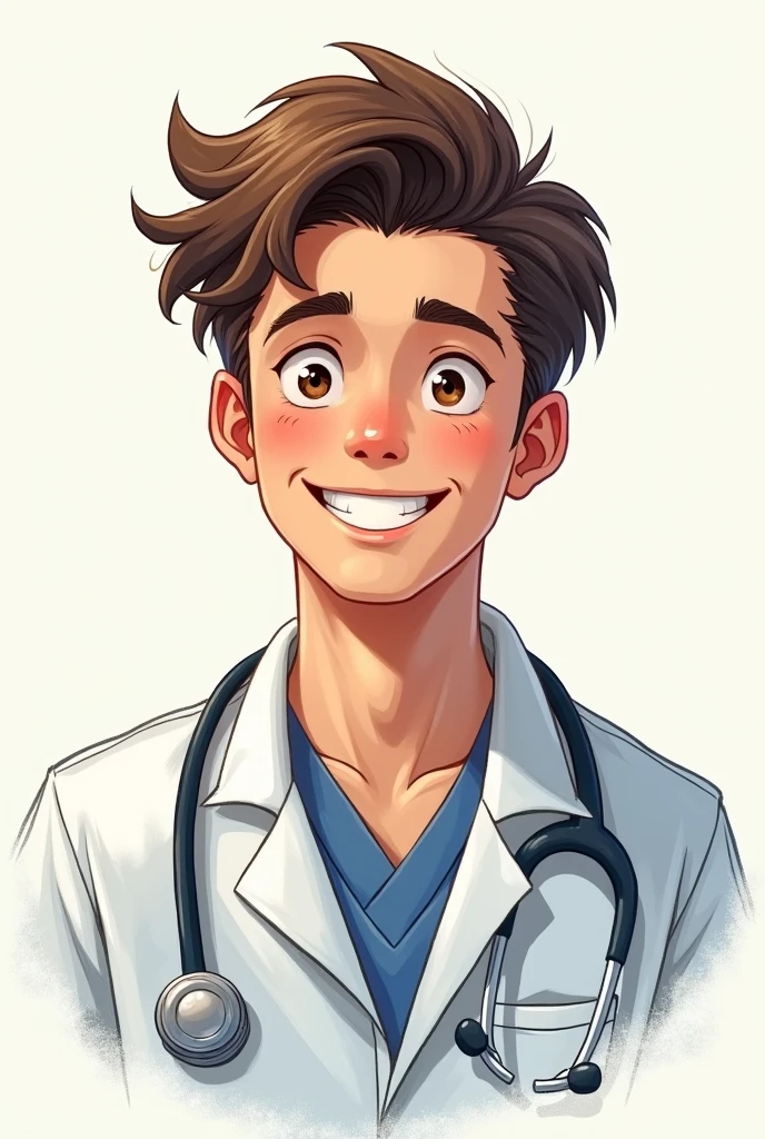 Medical winner male drawing 17 old and happy