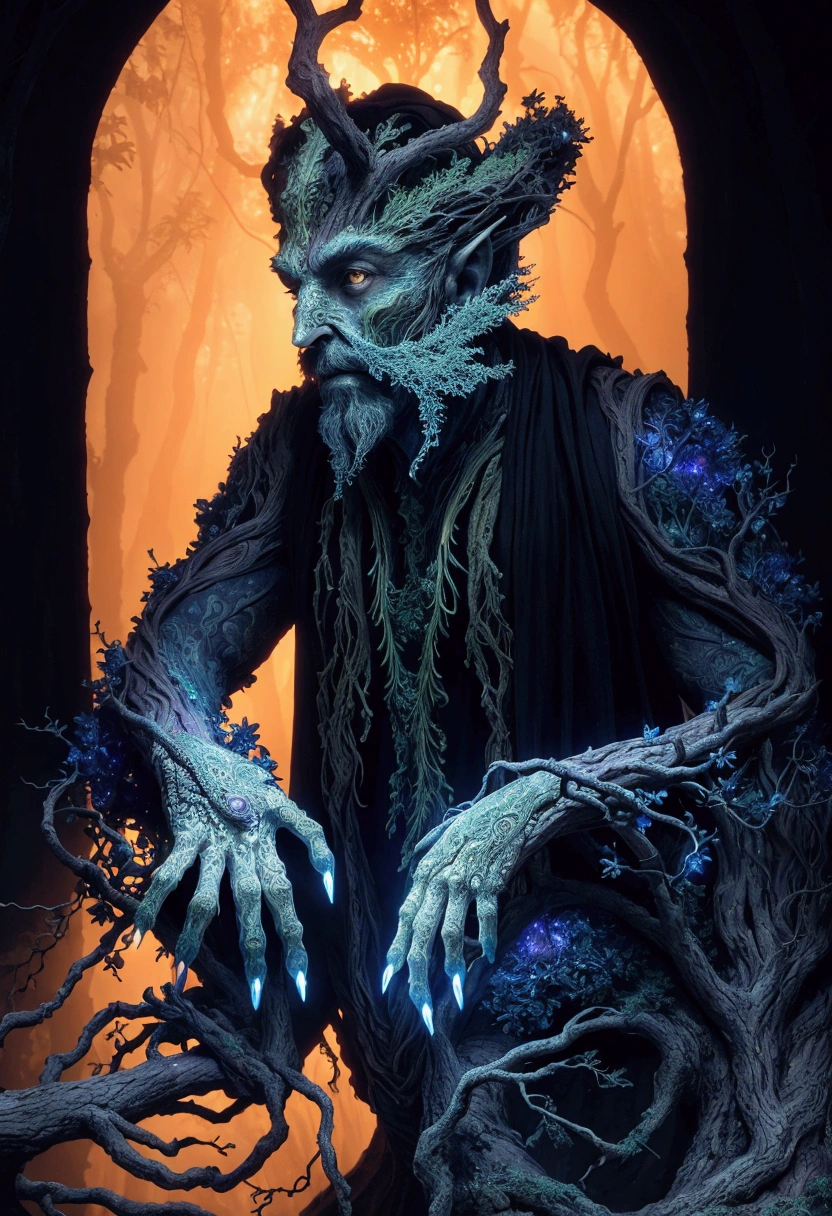 a magical treebeard using nature's power to heal, art nouveau style, ultra-detailed, 8k, highly realistic, dramatic lighting, vivid colors, intricate patterns, organic textures, ethereal atmosphere, fantasy, lush vegetation, glowing magical energy, radiant colors, dramatic shadows and highlights, masterpiece
