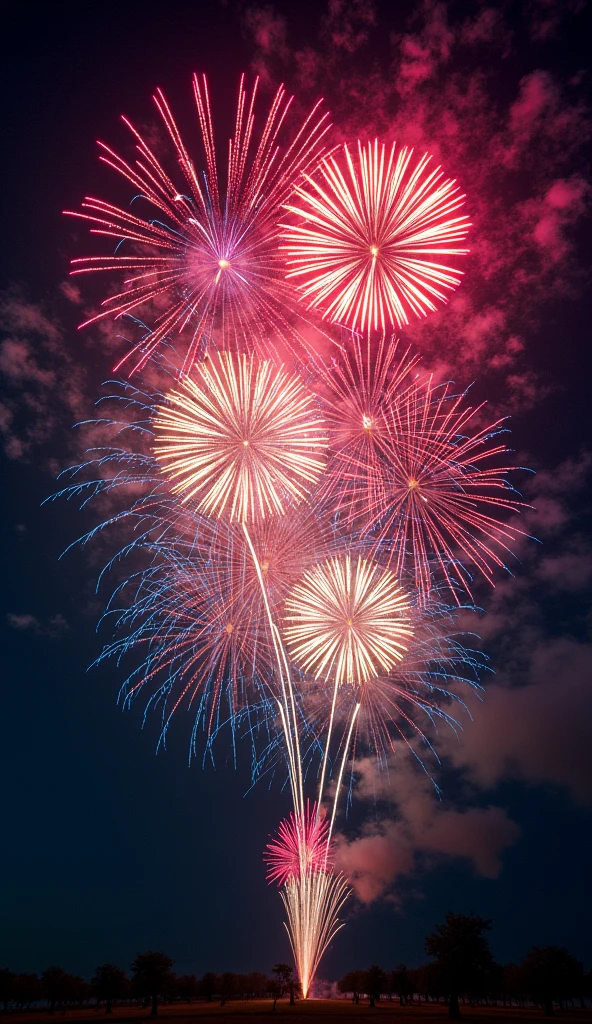 Fireworks filling the night sky