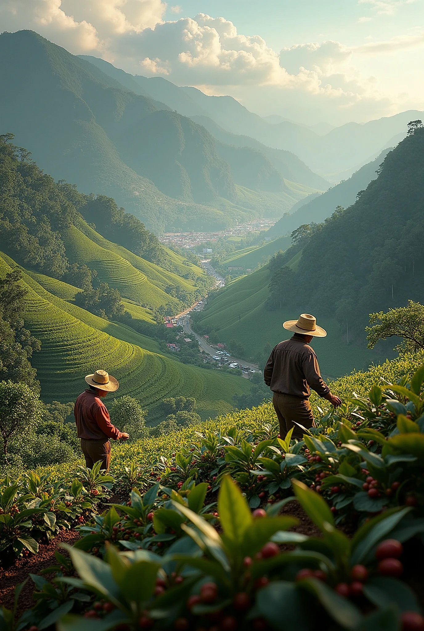 create an image that tells me the story of Colombian coffee