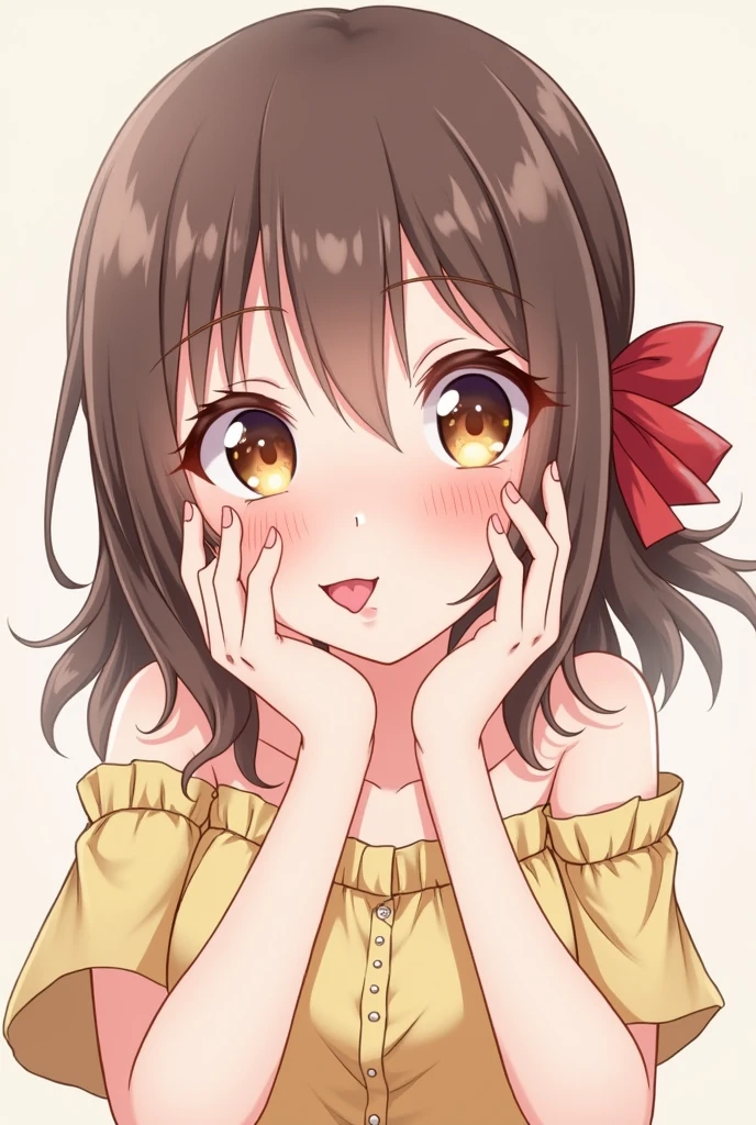 Hannah owo sticking her tongue out doing the ahegao face while blushing 