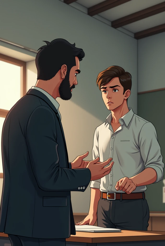 The teacher is still upset and the young man tells him that his perfume is already ready and finished.