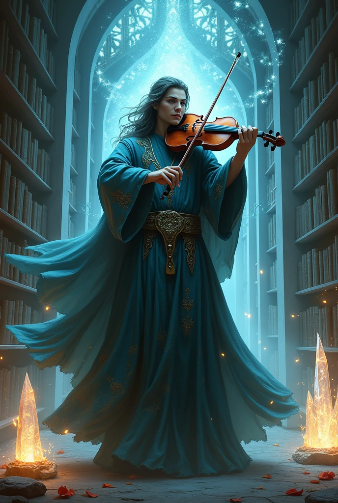 A mage playing the violin
