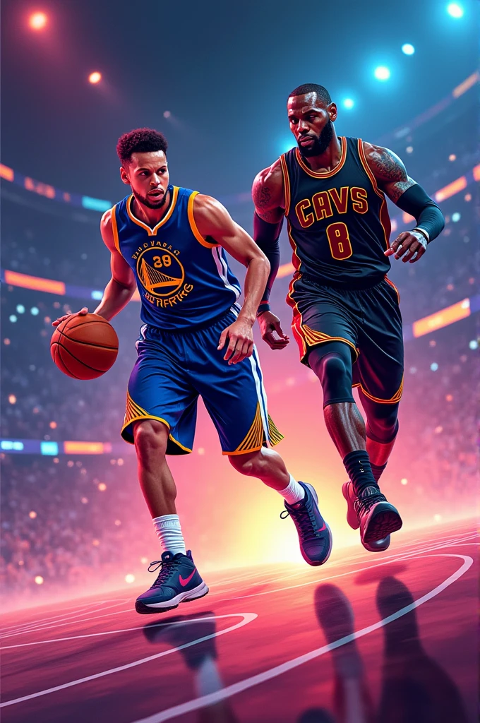Un dibujoo de sthephen curry y lebron james 