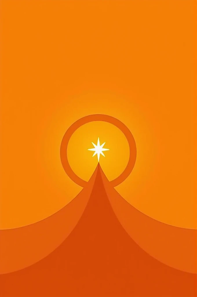A minimalist symbol that represents both motivation and an arrow pointing upwards or a circle with a star in the center..
colors: The image background can be orange