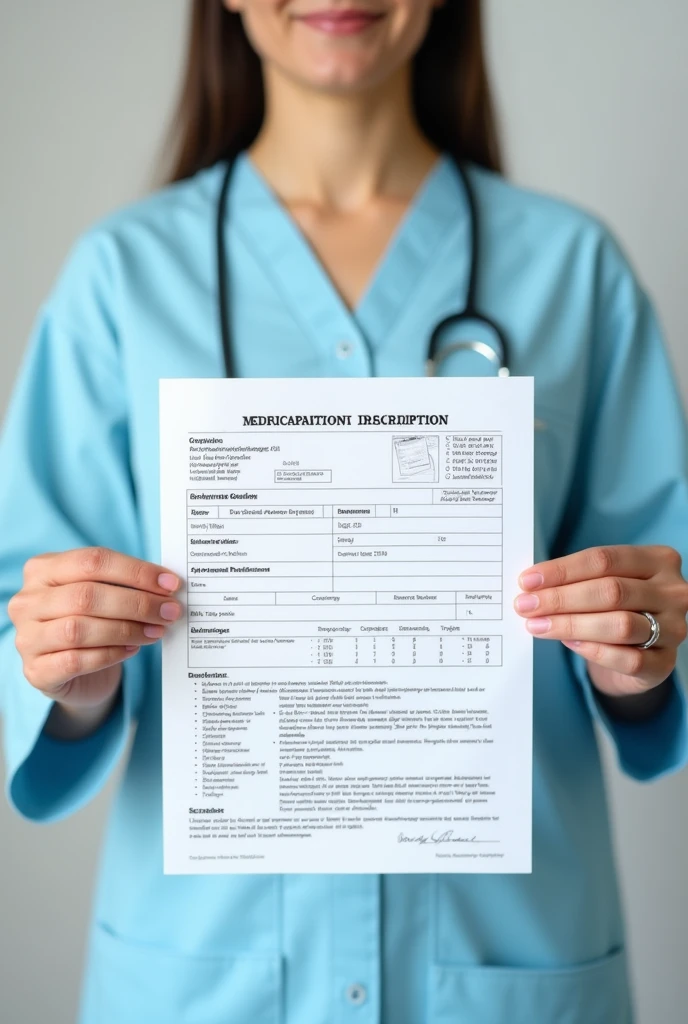 photo of medical prescription for an 80kg male patient, with type 1 diabetes without a doctor in the background
