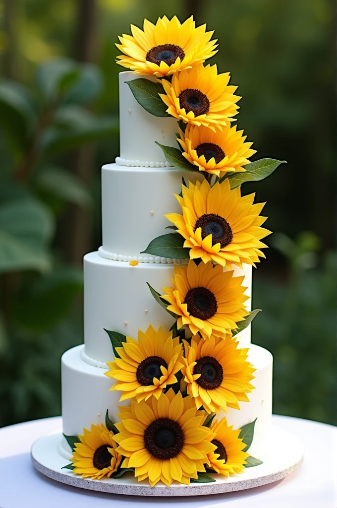 Wedding cake with sunflowers