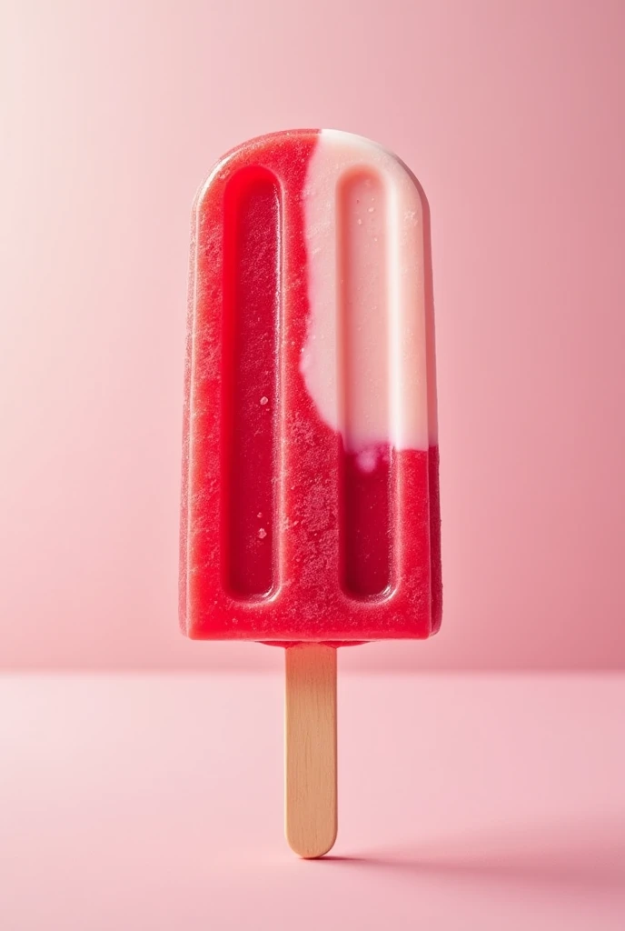 Two-color strawberry and red ice cream popsicle