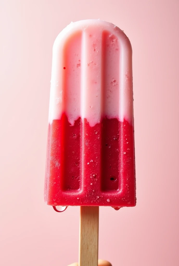 Two-color strawberry and red ice cream popsicle