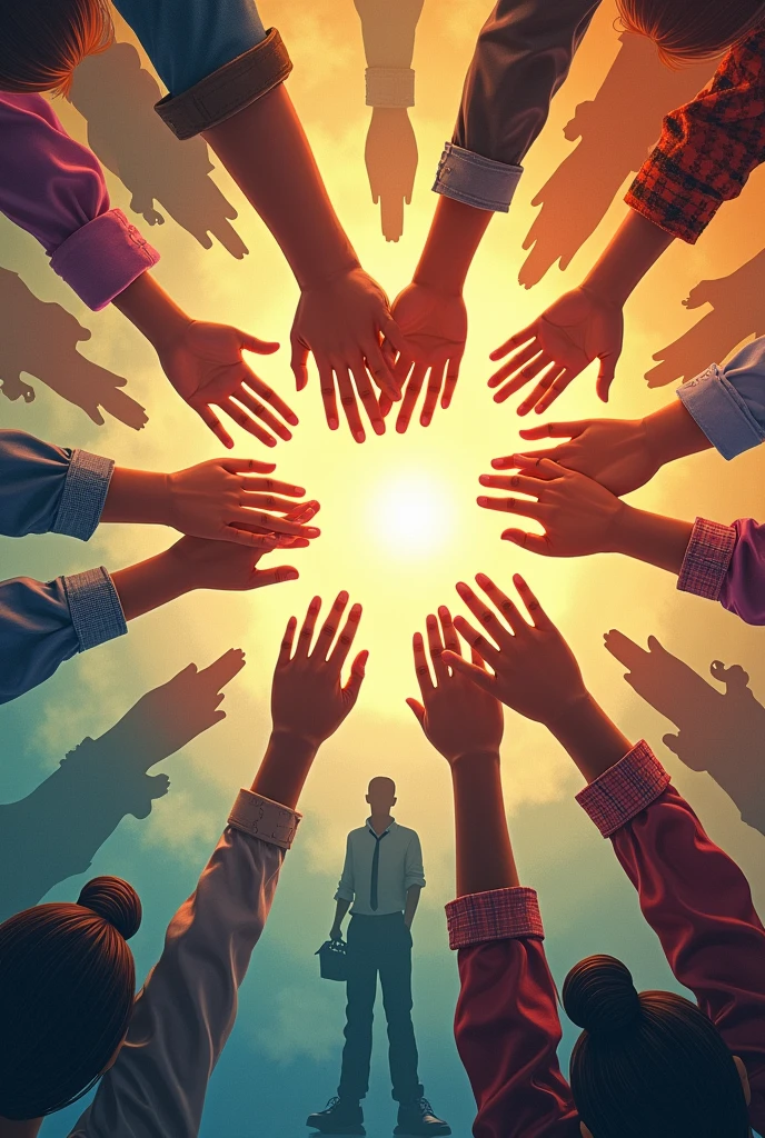 Create image of "connections that transform", based on the union between teachers, students and families. Make it look like a real book cover with space for text.