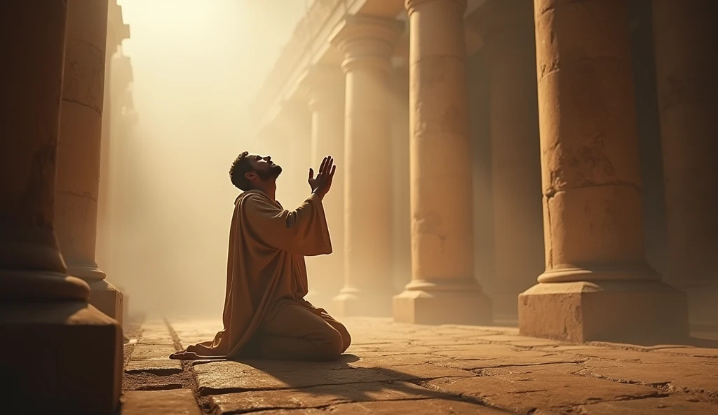 biblical photograph
the psalmist David praying to God biblical representation