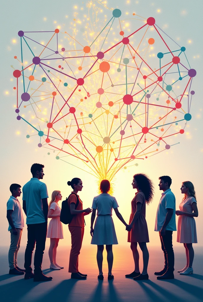 Create image of "connections that transform", based on the educational field. Make it look like a real book cover with space for text.