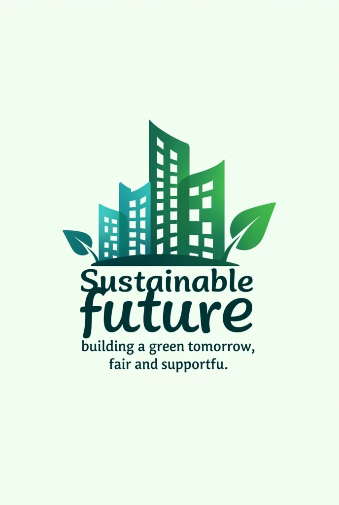 Logo of a political party called sustainable future that says sustainable future up and down building a green tomorrow, fair and supportive 