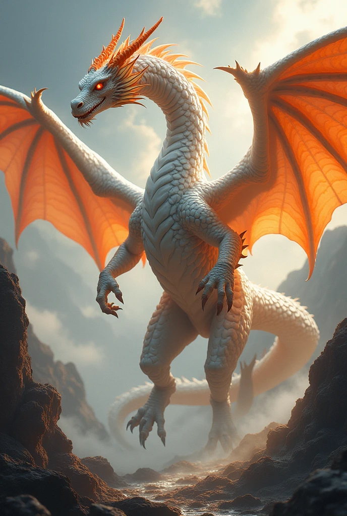 A white and orange dragon