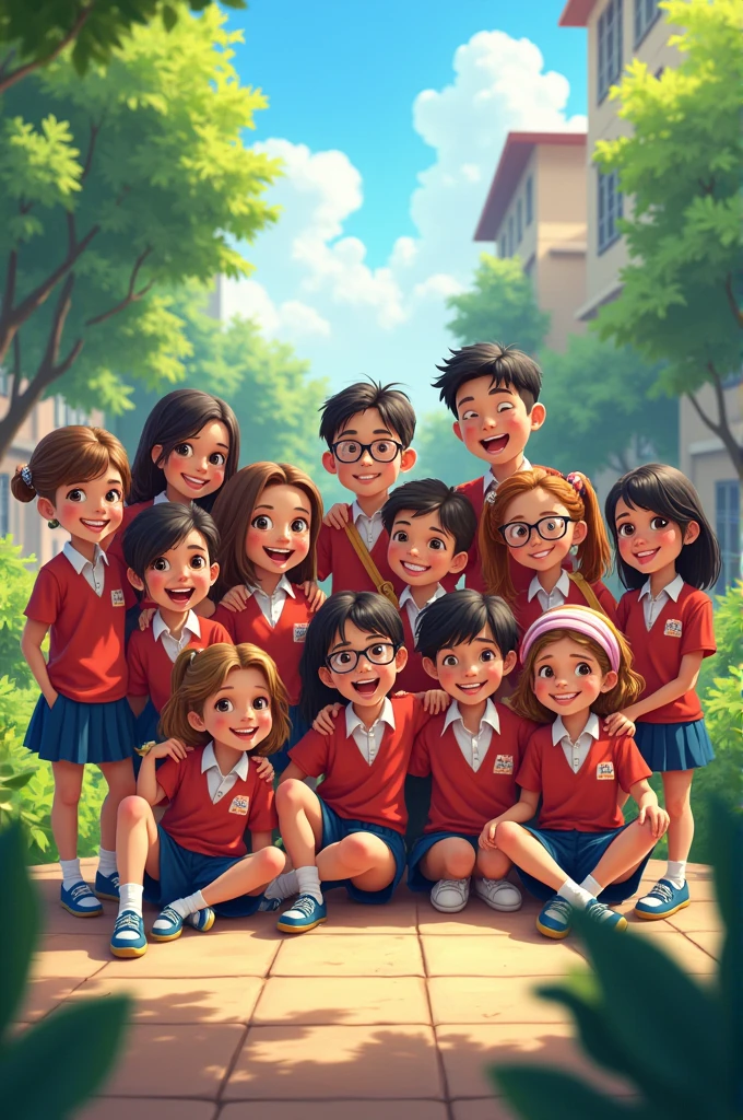 Create an image about smiling students from Luis Madina school