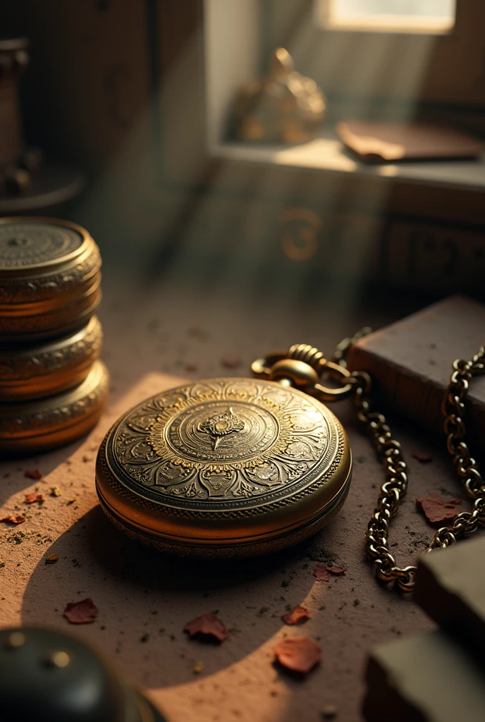 Create for me an old pocket watch found in my attic