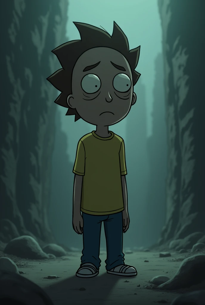Create a sad Morty cartoon image