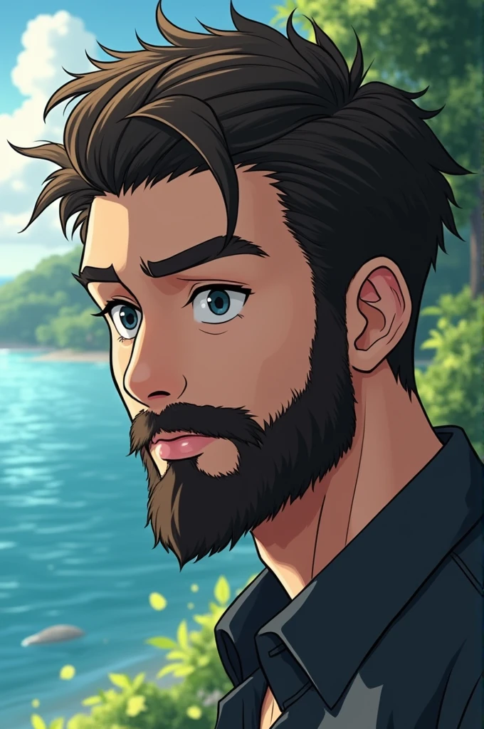 Boy anime character in beard 8k quality masterpiece in bea