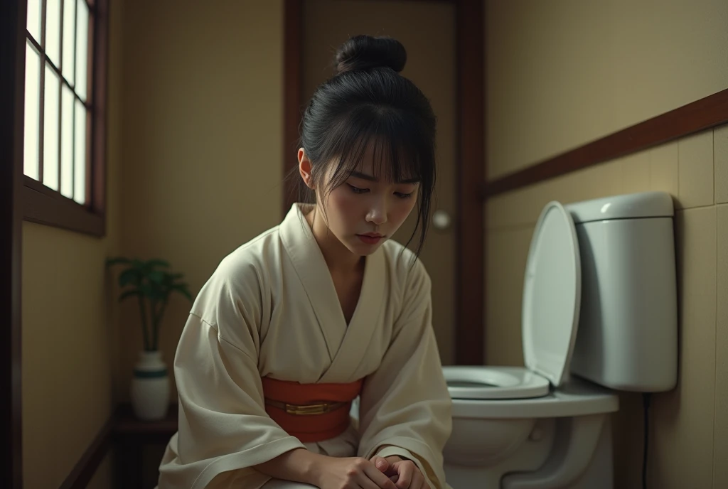 a japanese woman doing a poop
