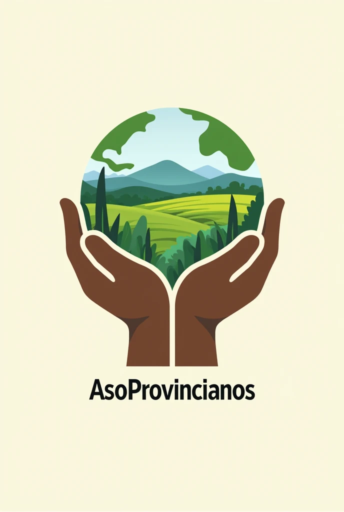 I want a logo that is a world that is in two hands and the world is about agriculture and at the bottom put the name AsoProvincianos