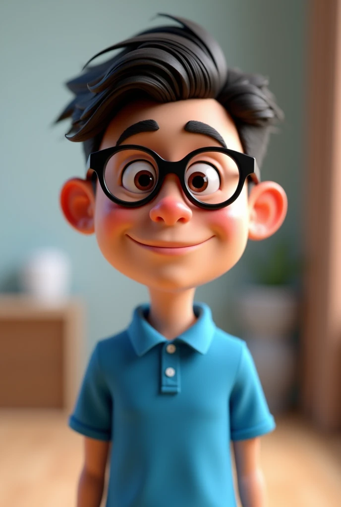 Cartoon character of a man in black glasses and blue shirt, animation character, stylized character, animation style rendering, 3d stylized, Arnold Maya rendering, Stylized 3D rendering, toon render screenshot, 3d character, 3d character, Stylized 3D rendering, 3D character rendering, cartoon character, Personagem de close up, character posing, (Pixar-style) (master part:1.2) (bokeh) (best qualityer) (skin detailed) (detailed texture) (8k) (Argilla) (cinematic lighting) (sharp focus