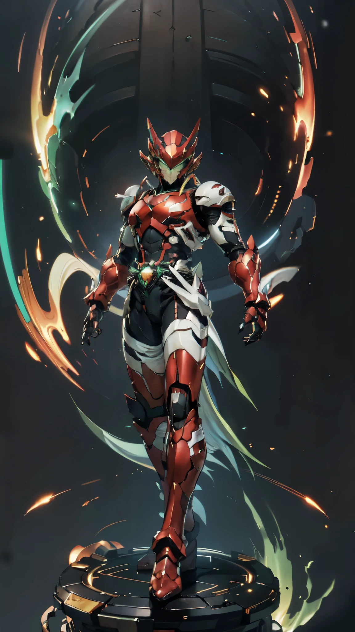 (masterpiece:1.5, best quality:1.5, extremely delicate:1.5), a man wearing a full-face helmet, a fantasy-style biotech armored combat suit, green eyes, (a composite layered chest armor), fully enclosed shoulder guards, matching arm and leg guards, belt of Neon circuit, (the color scheme is primarily black with green and red accents), the design balances heavy with agility, a high-tech bio-mecha armor, (Armor Concept Inspired by Superman, stand on the top of a skyscraper in a futuristic sci-fi city), this character embodies a finely crafted fantasy-surreal style armored hero in anime style, exquisite and mature manga art style, (element, plasma, energy, the armor glows), ((male:1.5)), metallic, high definition, highres, ultra-detailed, ultra-fine painting, professional, perfect body proportions, golden ratio, anatomically correct, symmetrical face, extremely detailed eyes and face, high quality eyes, creativity, RAW photo, UHD, 32k, Natural light, cinematic lighting, masterpiece-anatomy-perfect