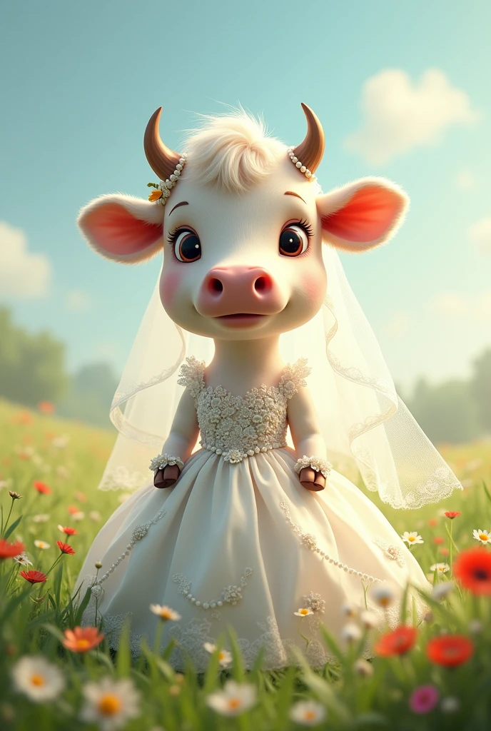 Cow dressed as a bride 