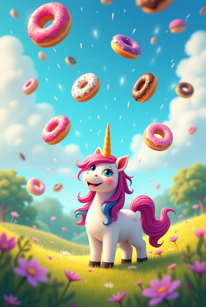  donut rain and a happy unicorn 