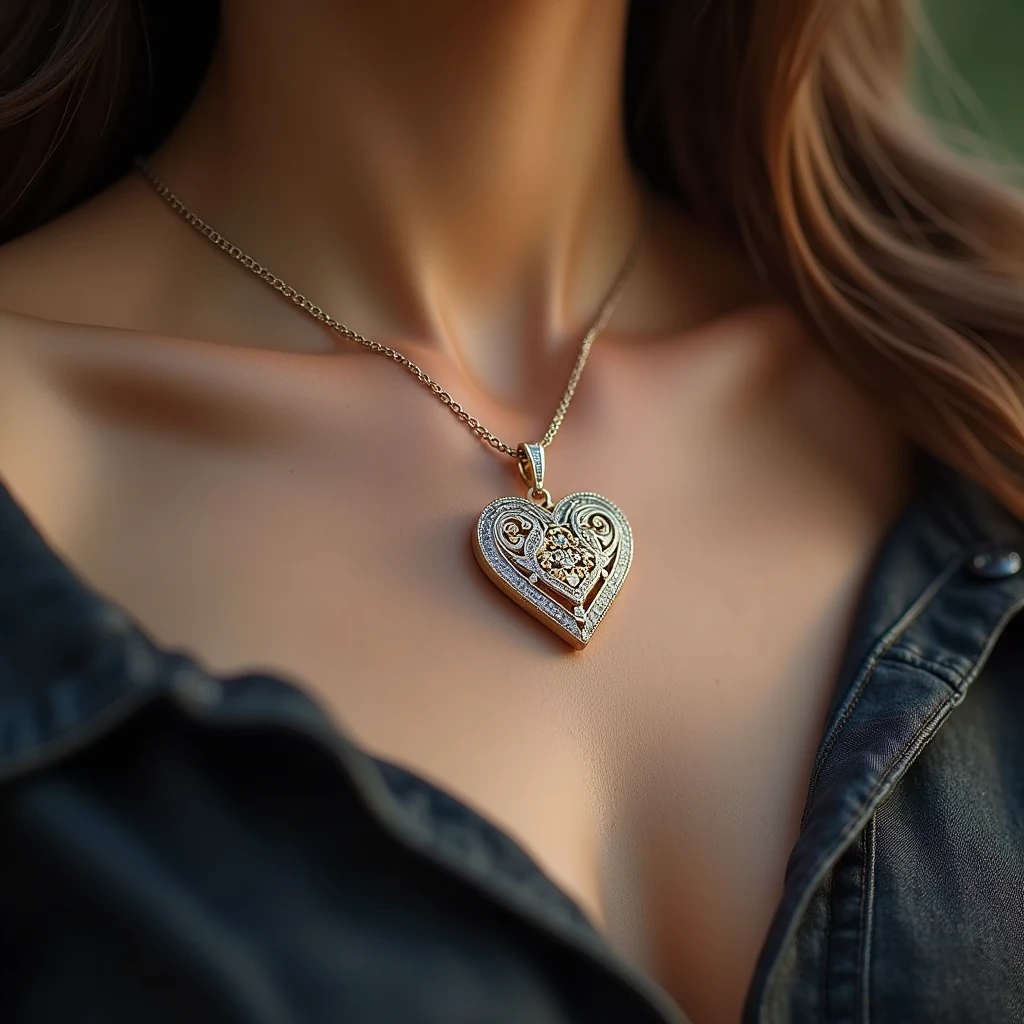 Design me a beautiful necklace that is about love and has a great meaning, where I can fully reflect my love, and which can be bought by someone who is very, very in love with a woman named İlknur.

