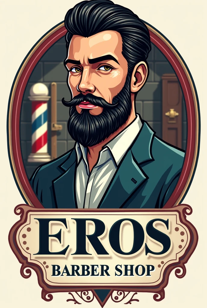 Logo for barber shop that says Eros barber shopp