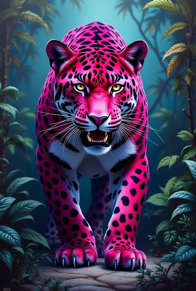 painting of a fuchsia jaguar