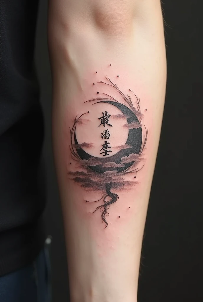 A tattoo idea that only contains these literal letters in their language "My Moon、My man"