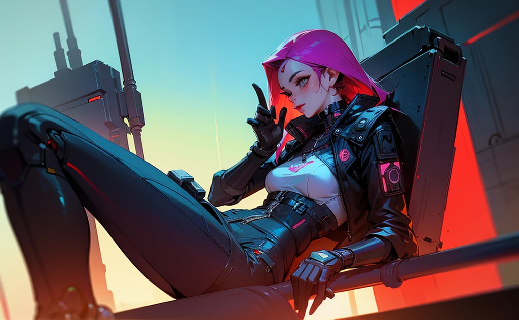 Women with prosthetics in cyberpunk style 