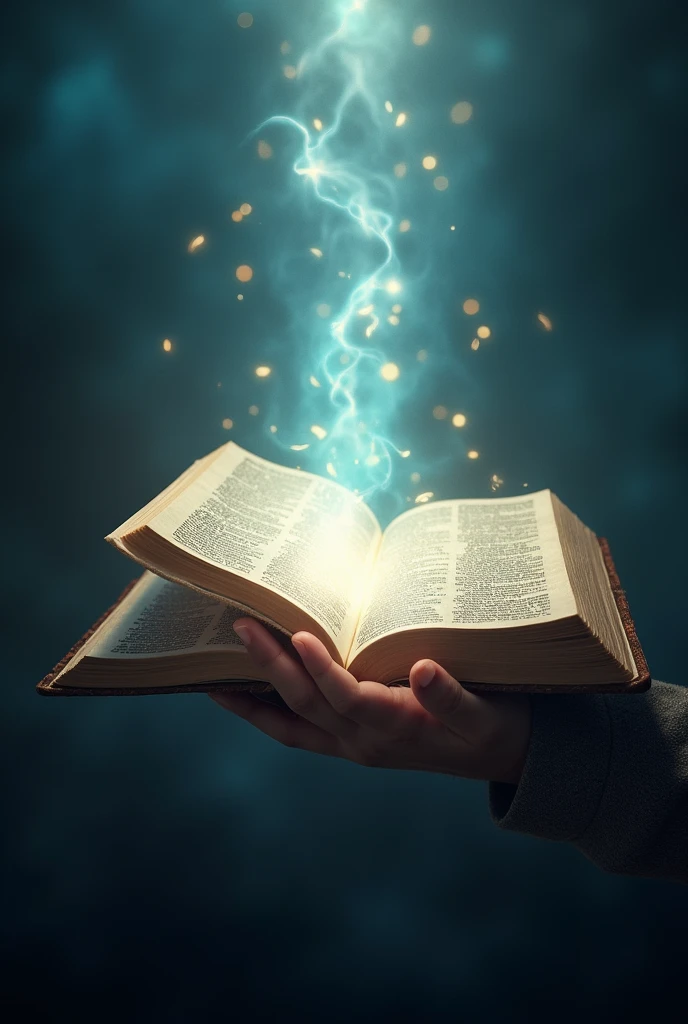 Open Bible with a heavenly light coming out of it
